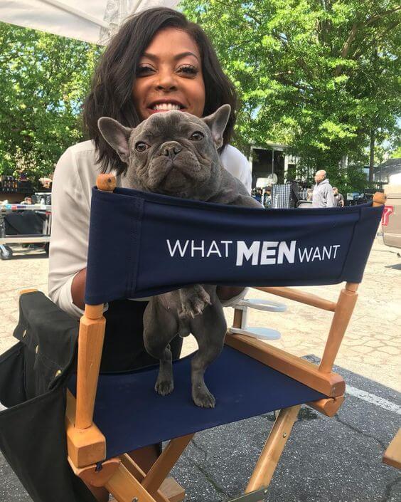 Taraji Henson with her French Bulldog