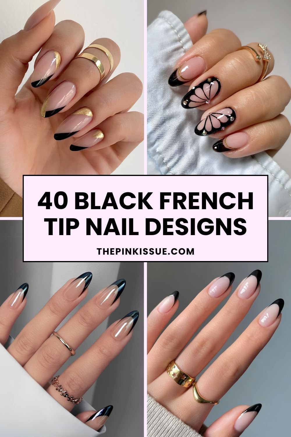 Black French mani designs Pinterest