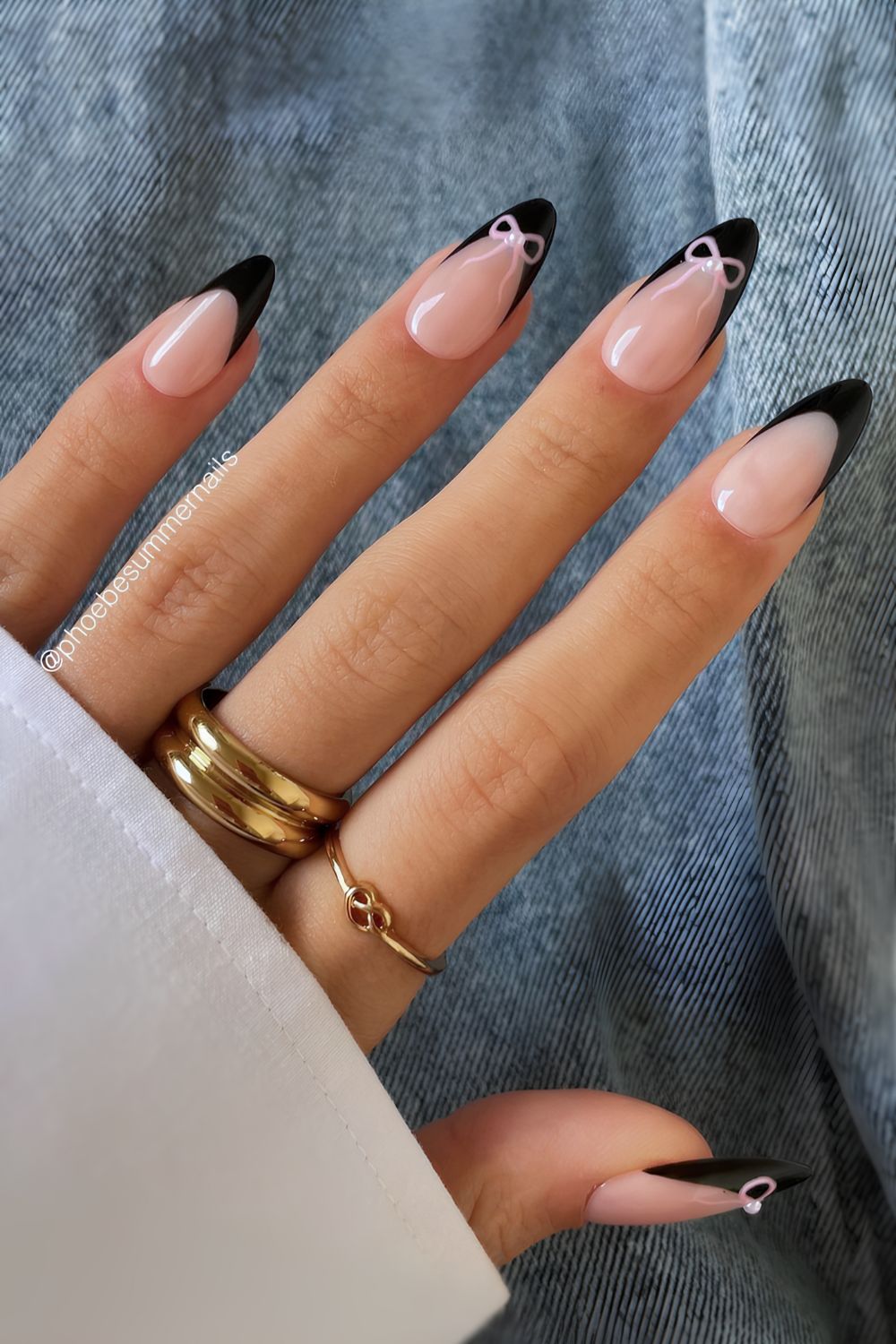 Black balletcore french manicure