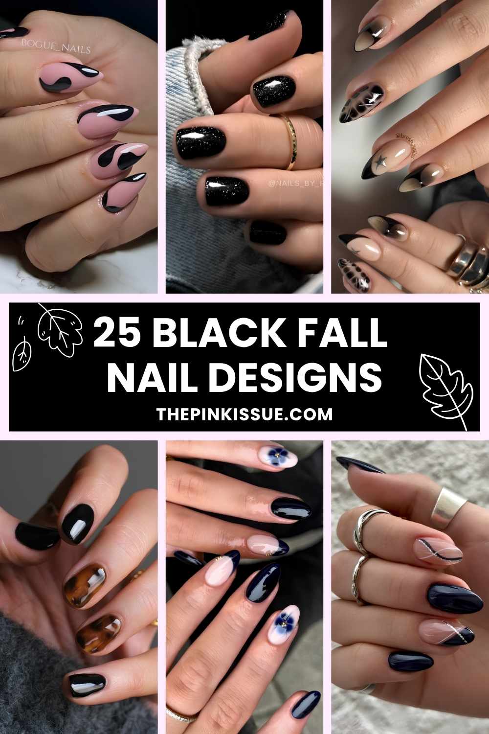 Black fall nail inspo Pinterest