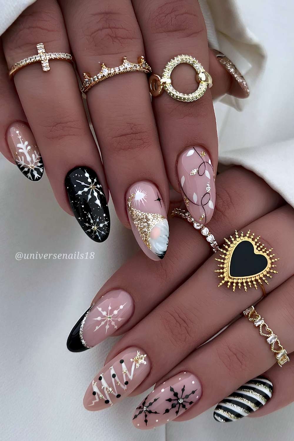 Black mix and match Christmas nails