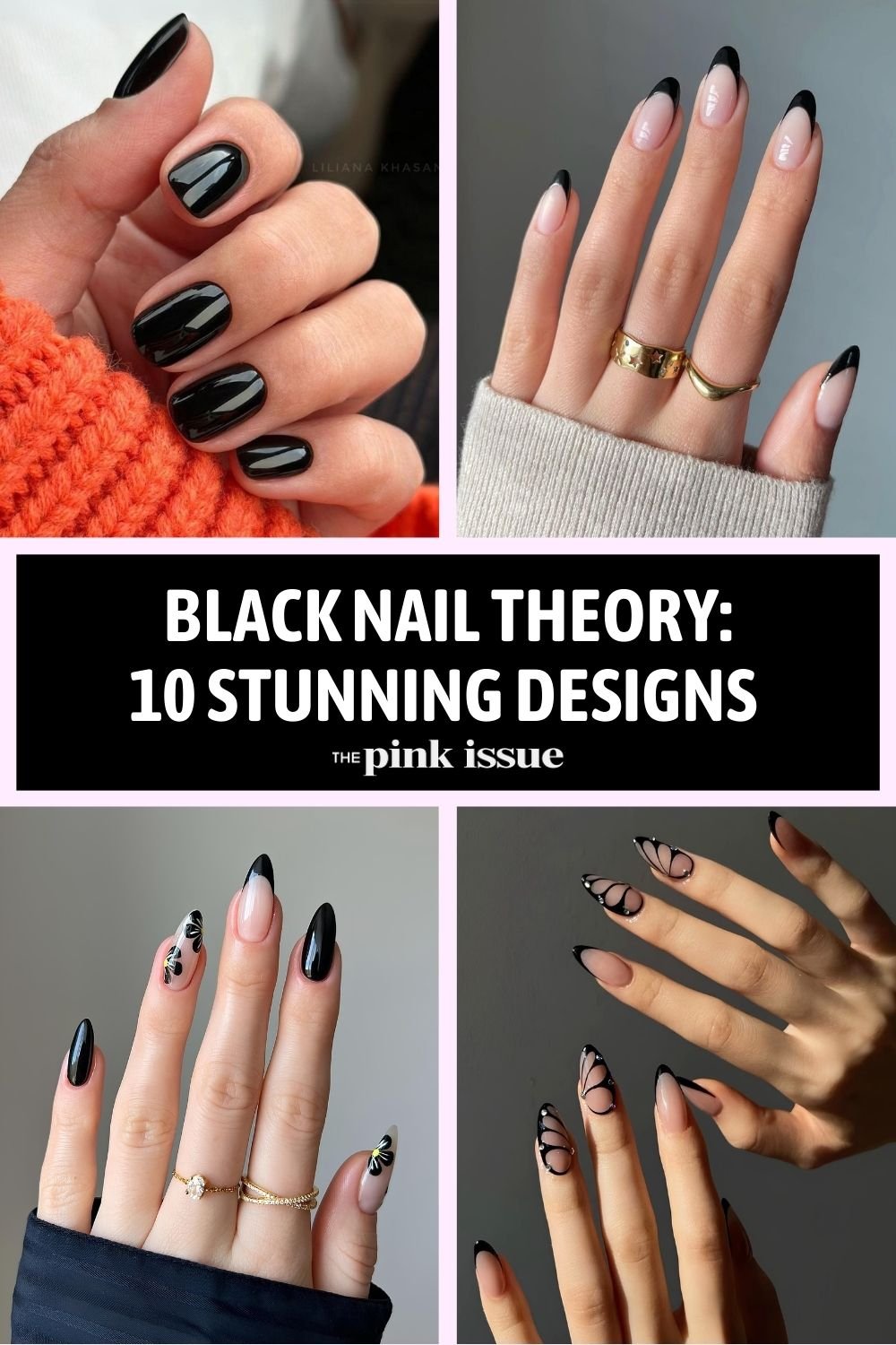 Black nail theory manicure designs Pinterest