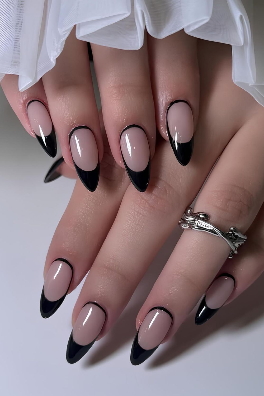 Black negative space manicure