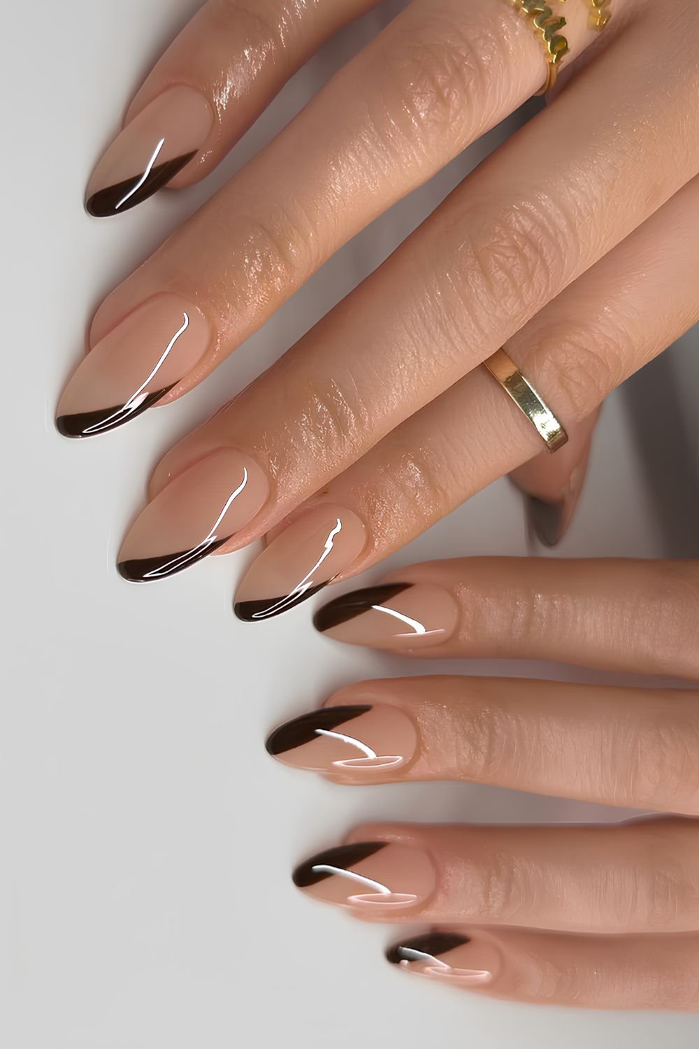 Black side French tip manicure