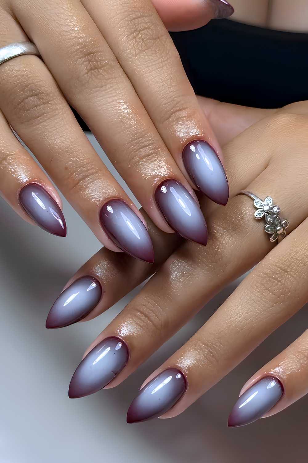 Blue and brown aura nails