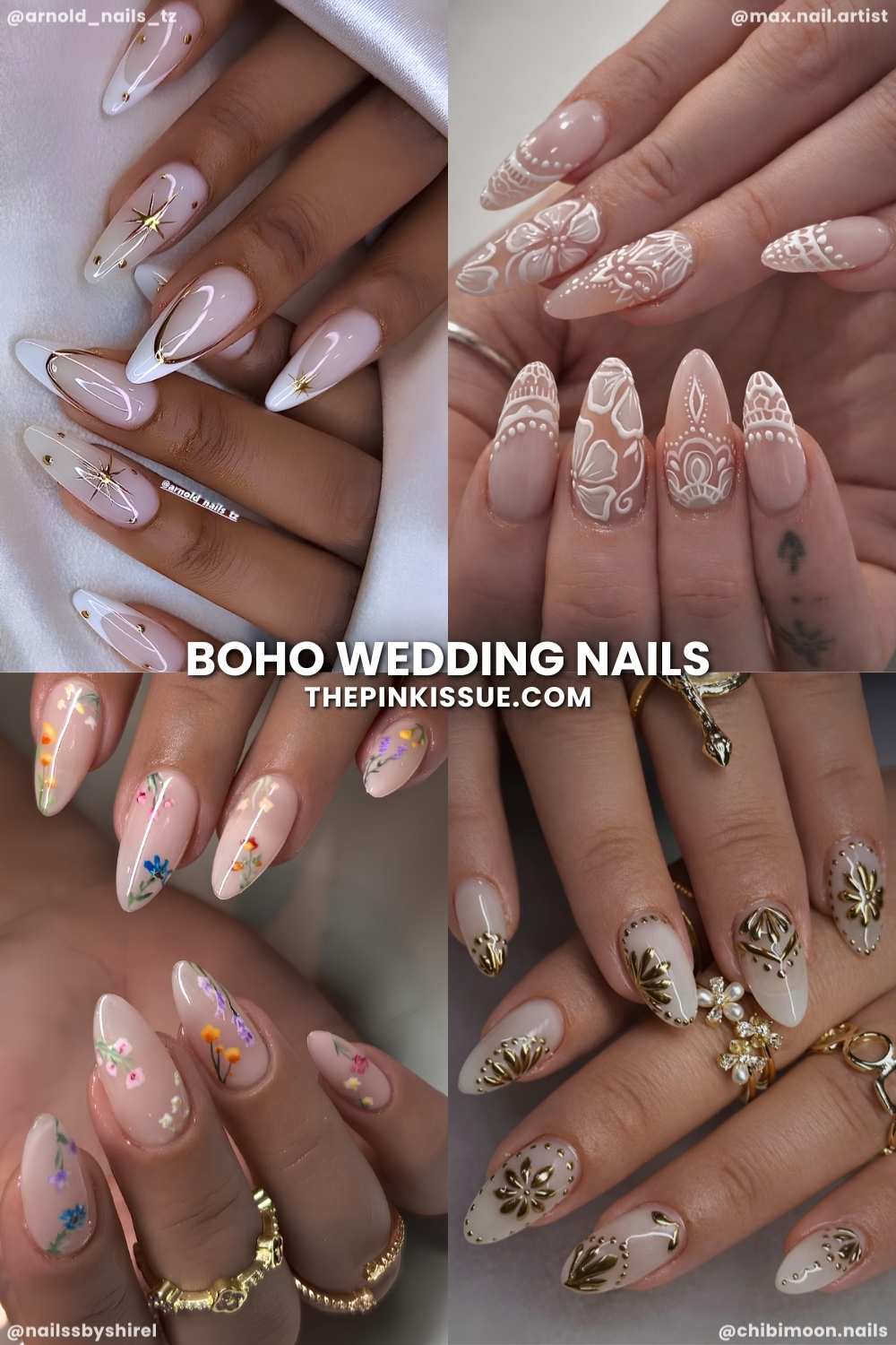 Boho style bridal nails