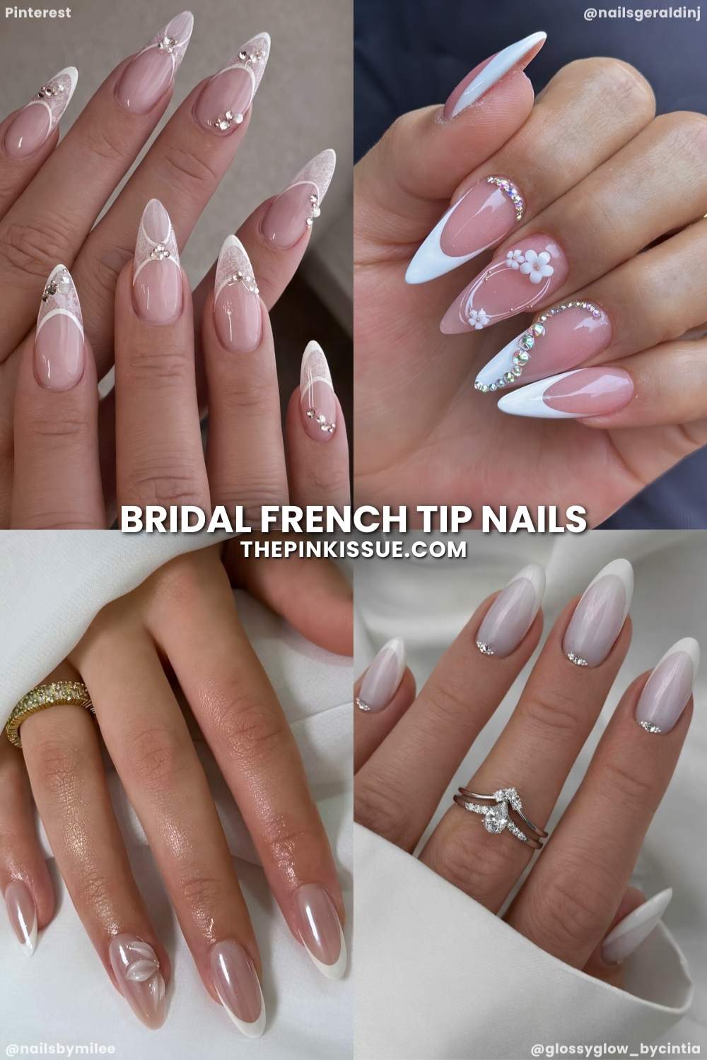 Bridal French tip manicures