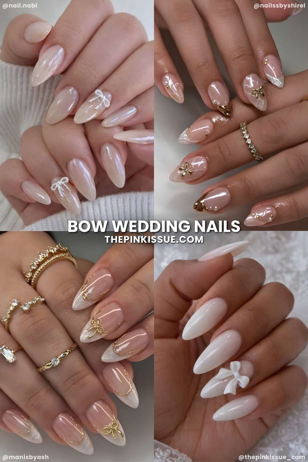 Bridal nail designs with bows