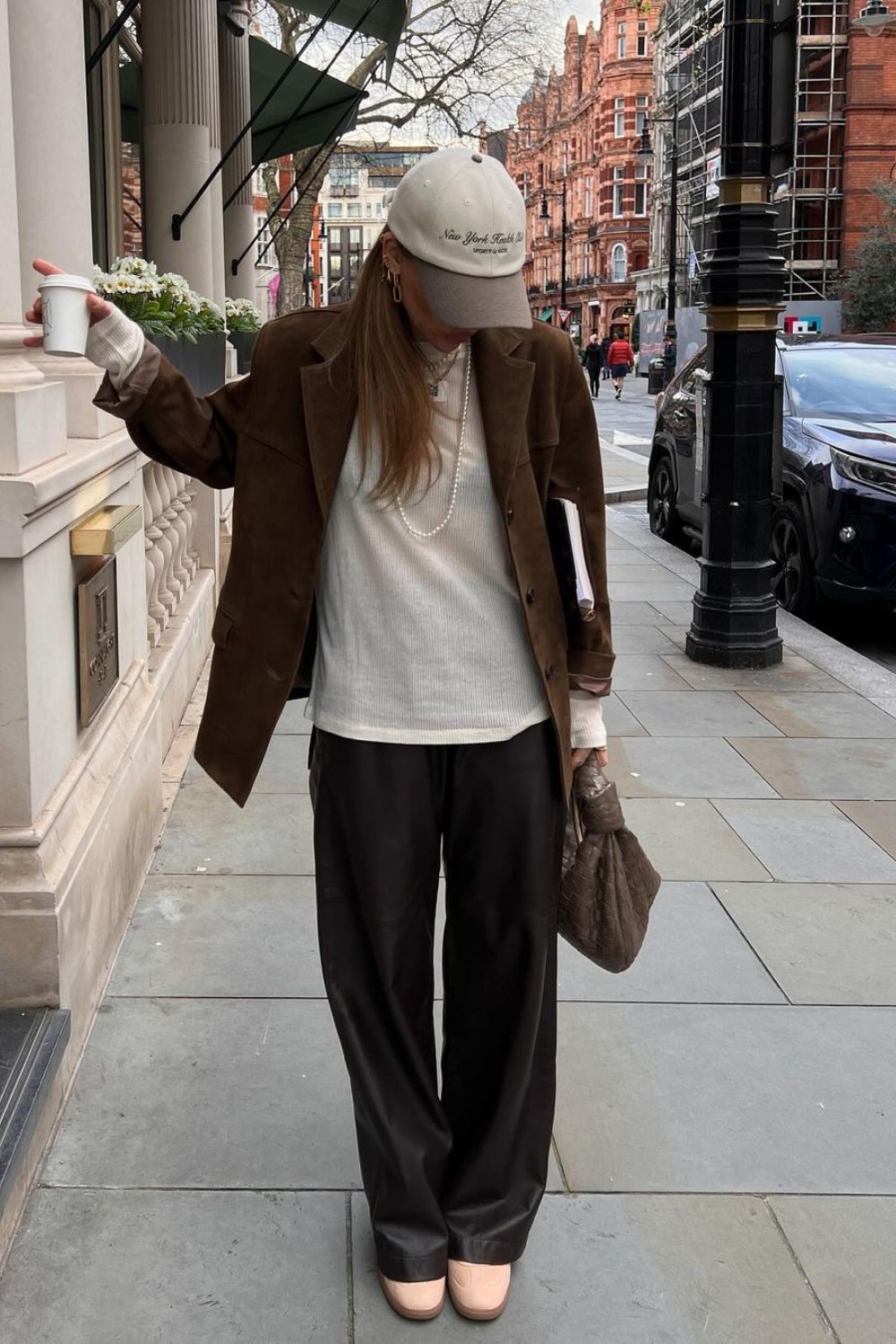 Brown Blazer with Baseball Cap