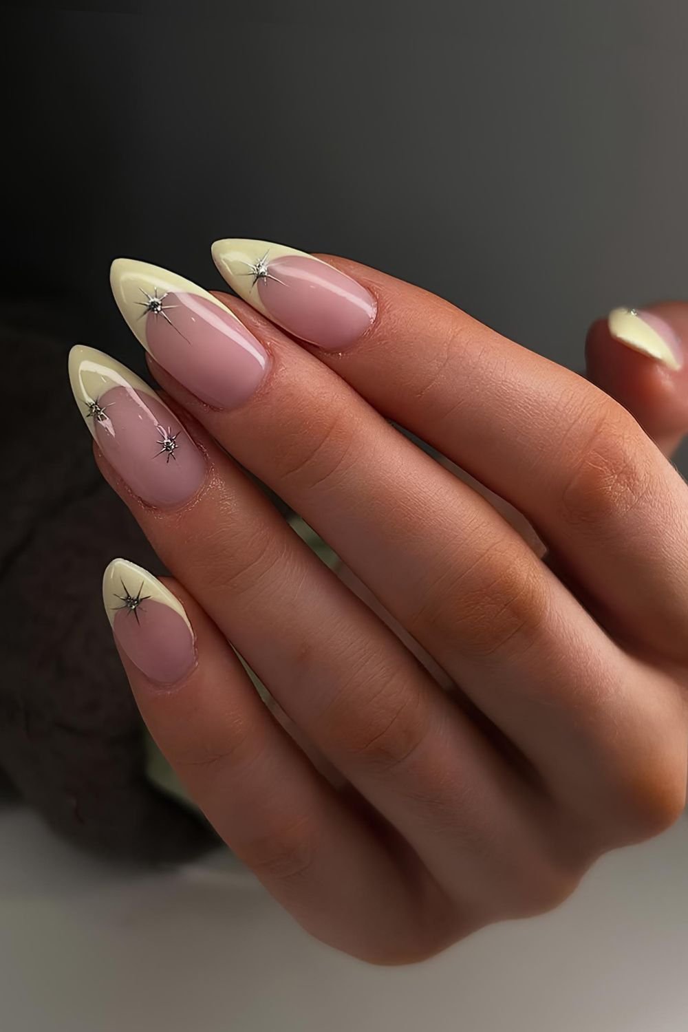 Butter yellow celestial French nails