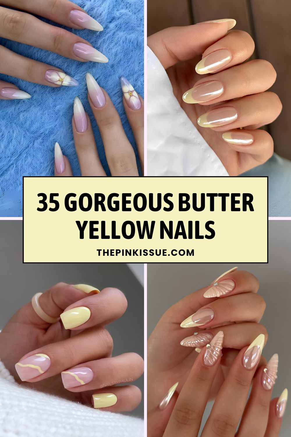 Butter yellow nail ideas Pinterest