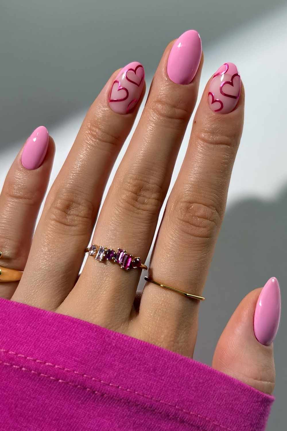 Candy pink Valentine's Day nails