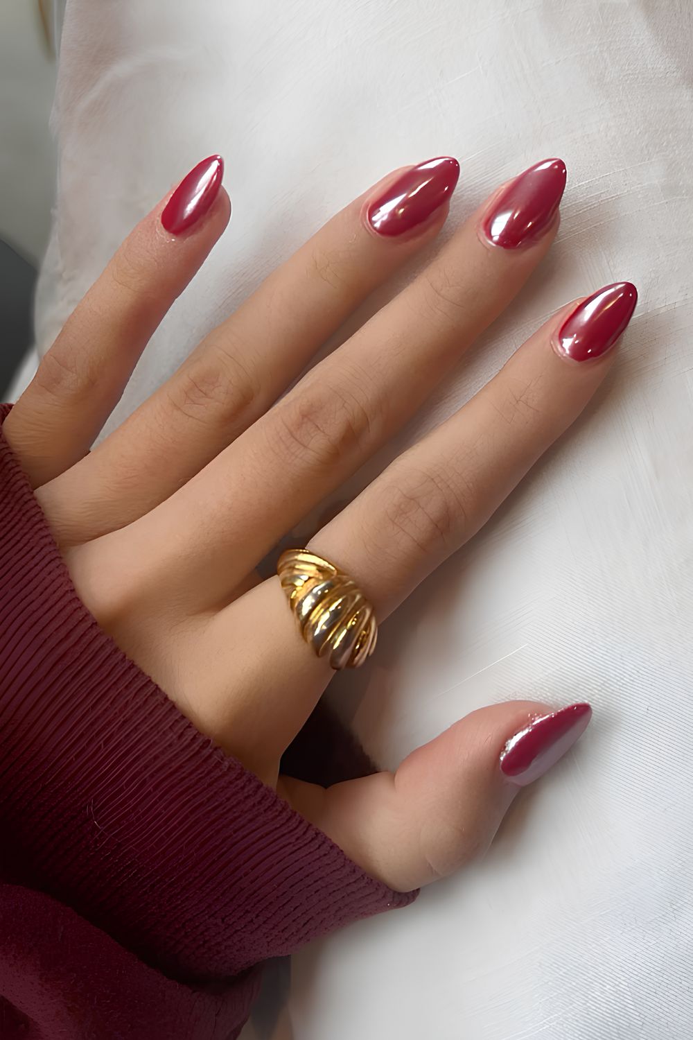 Cherry red glazed mani