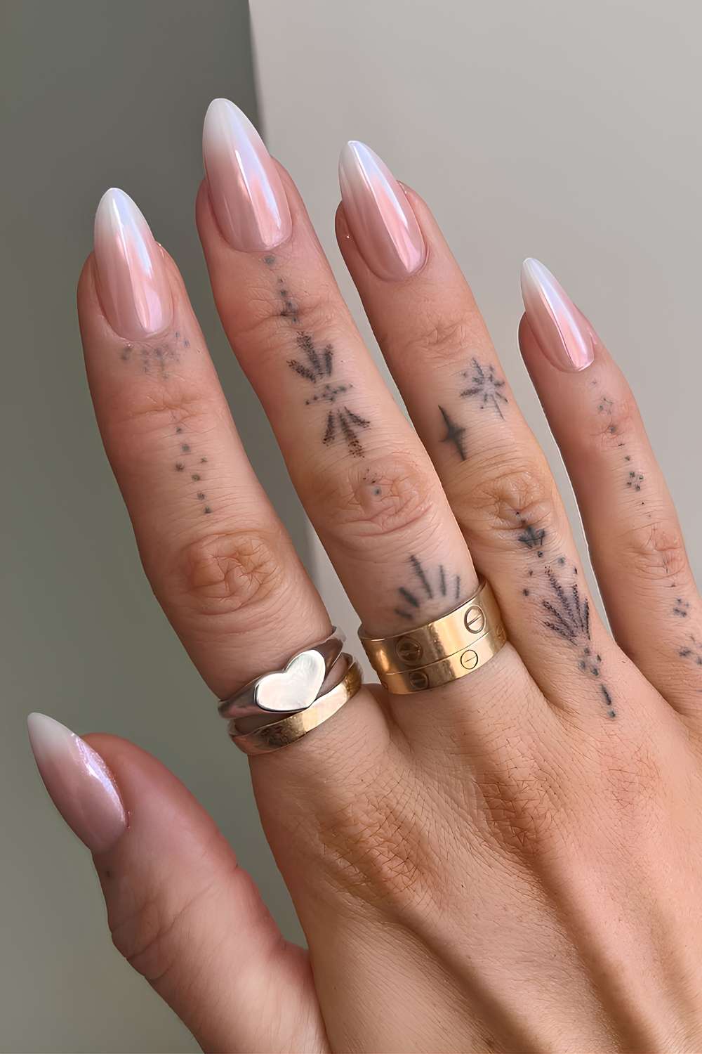 Chrome white ombre manicure