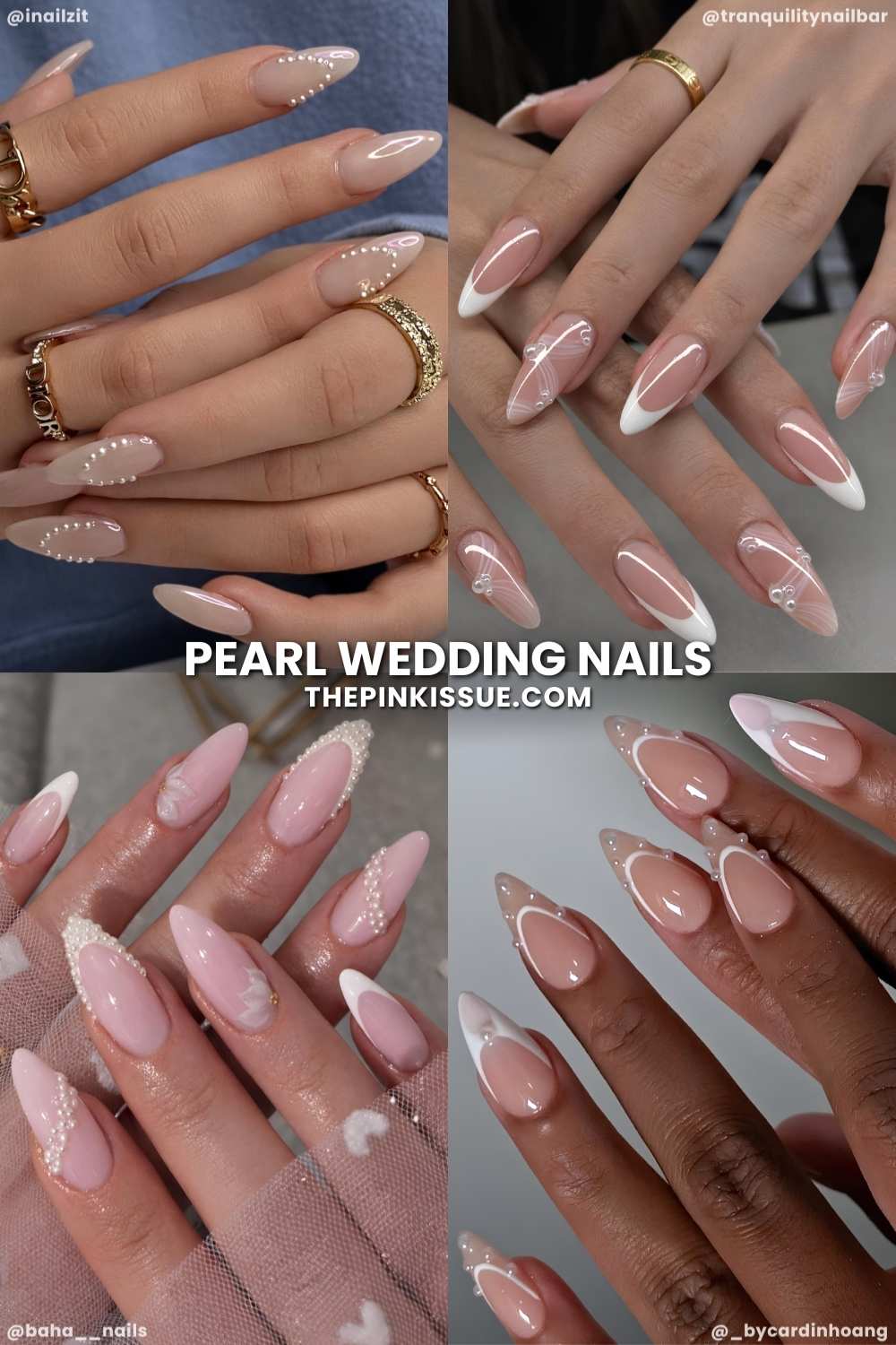Classy wedding nail designs with pearls