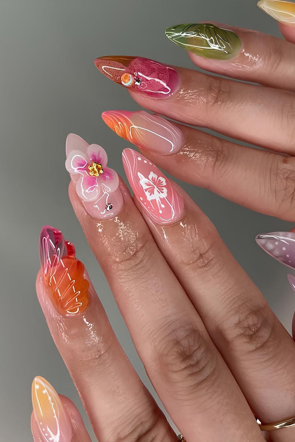 Colorful 3d Jelly nails