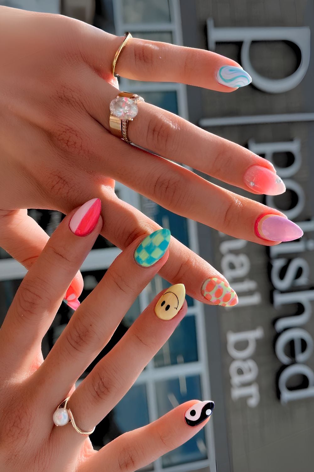 Colorful Y2K inspired nails