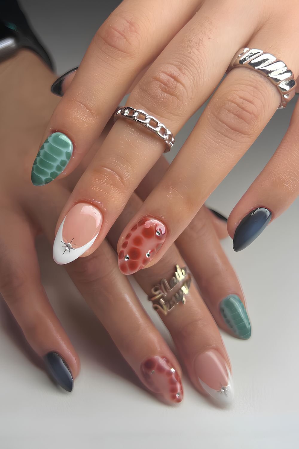 Colorful animal print manicure