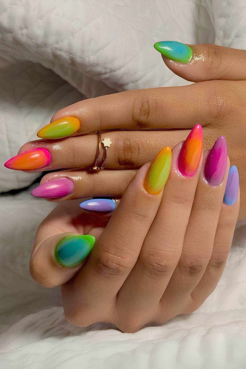 Colorful aura nails