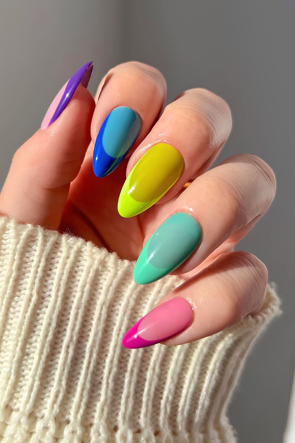 Colorful jelly French nails