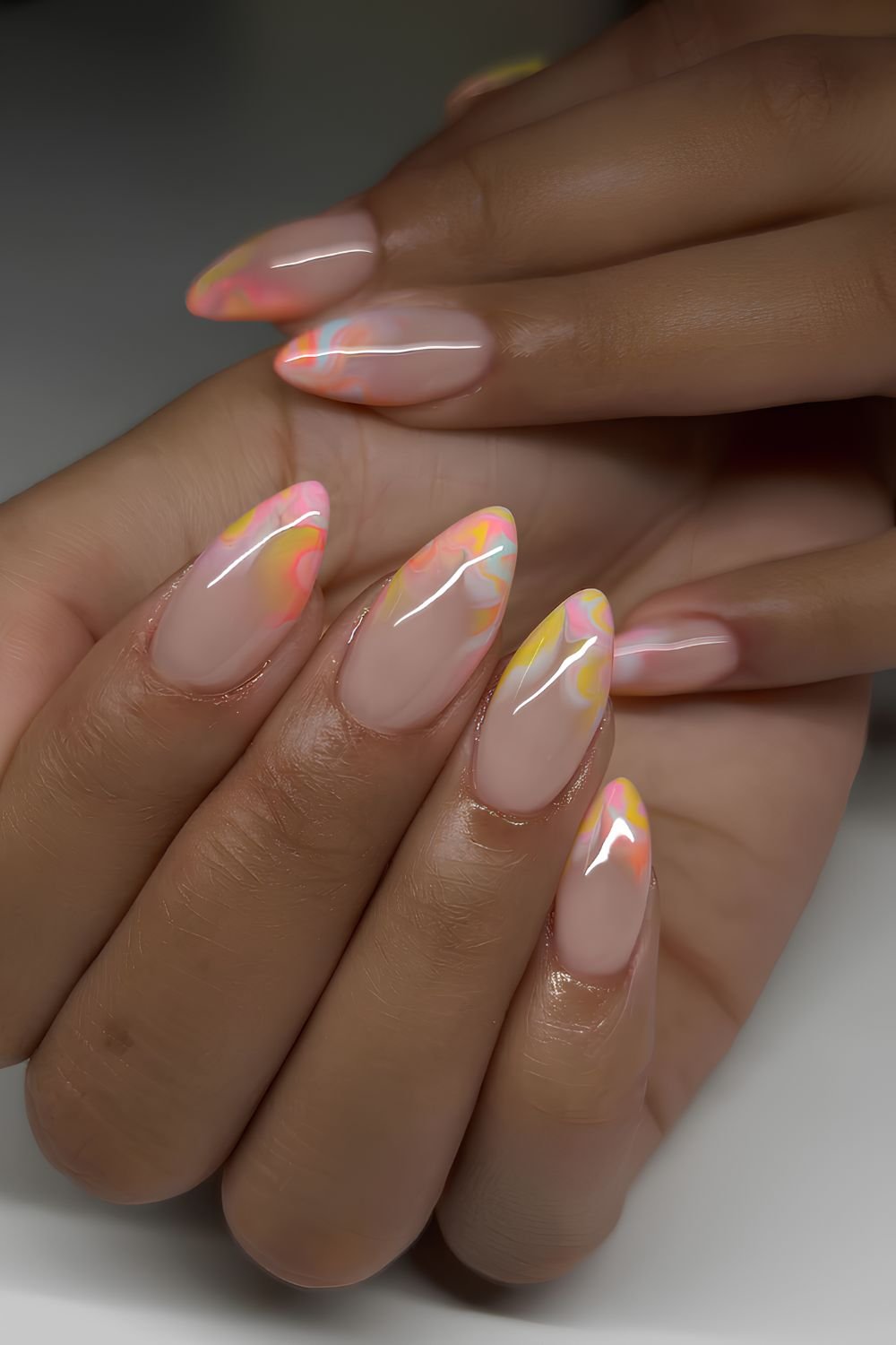 Colorful marble ombre manicure