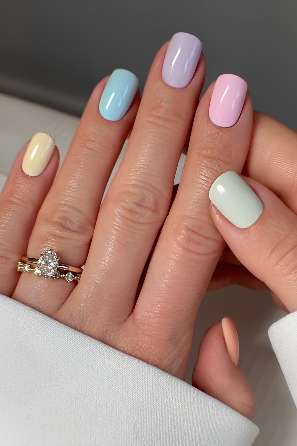 Colorful pastel BIAB nails