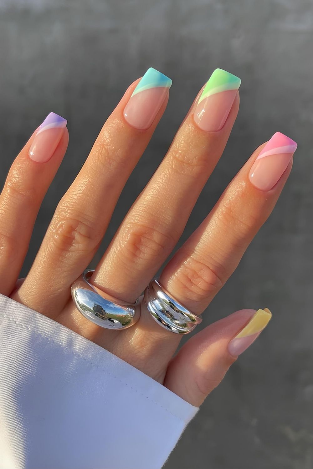 Colorful side French nails