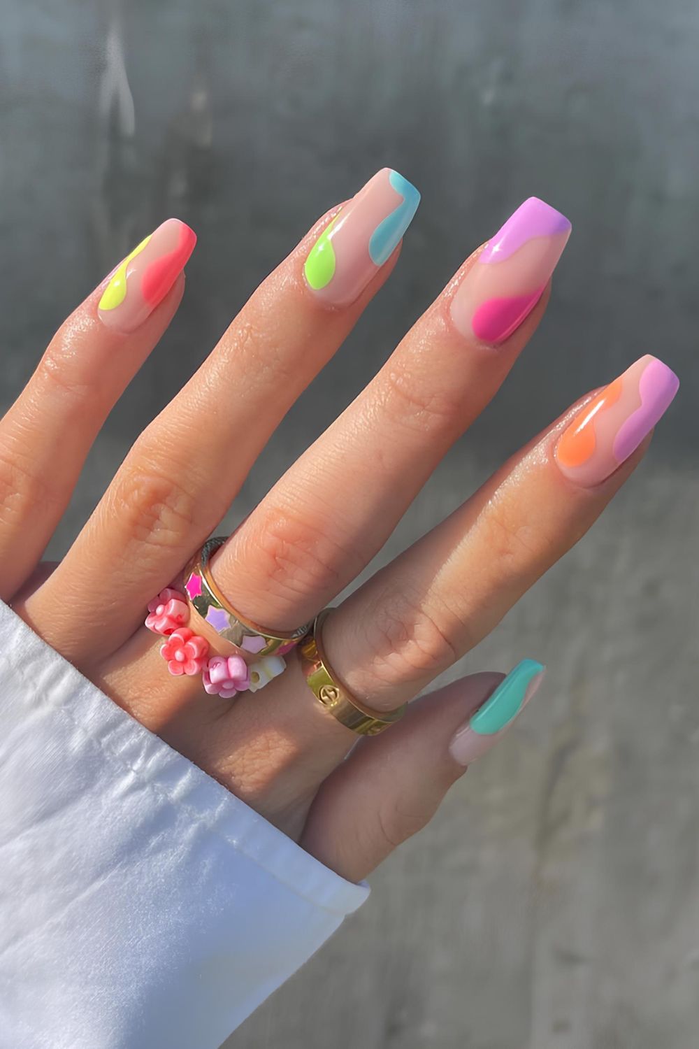 Colorful swirly nails
