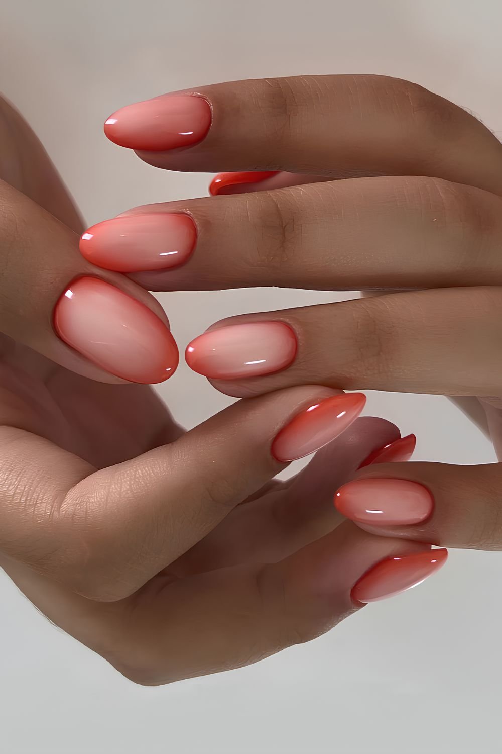 Coral peach aura manicure