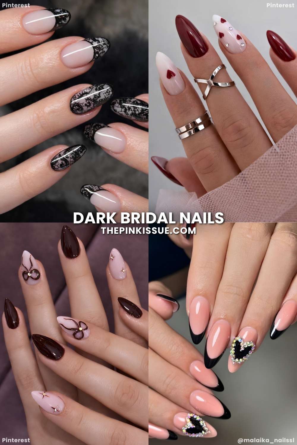 Dark bridal nail designs