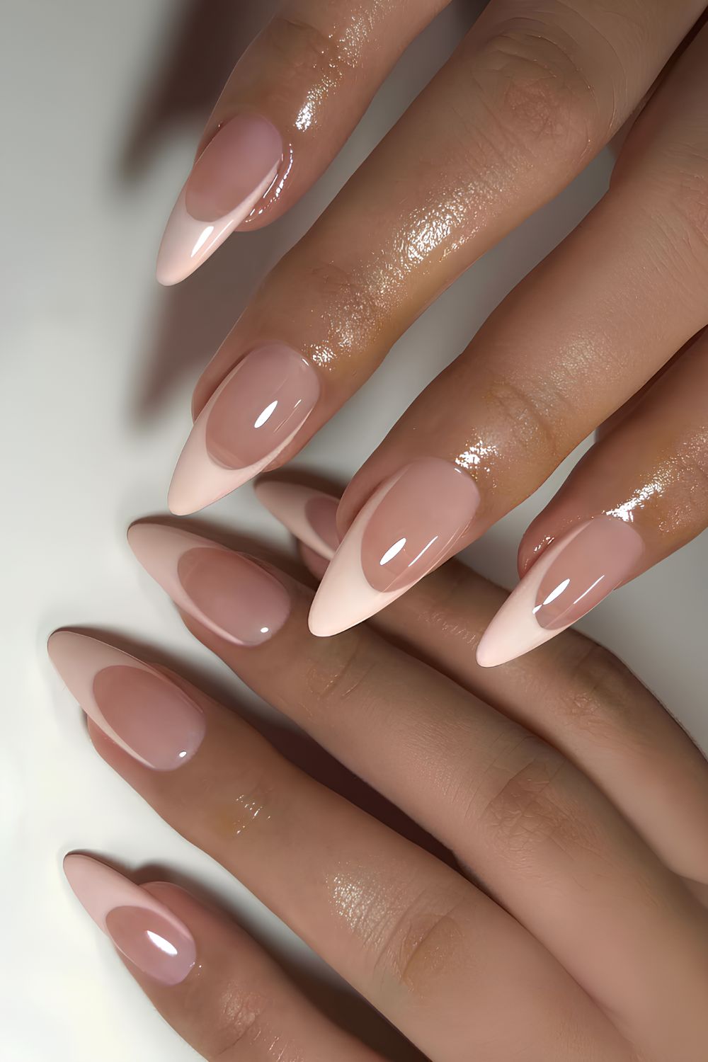 Deep vanilla French tip nails