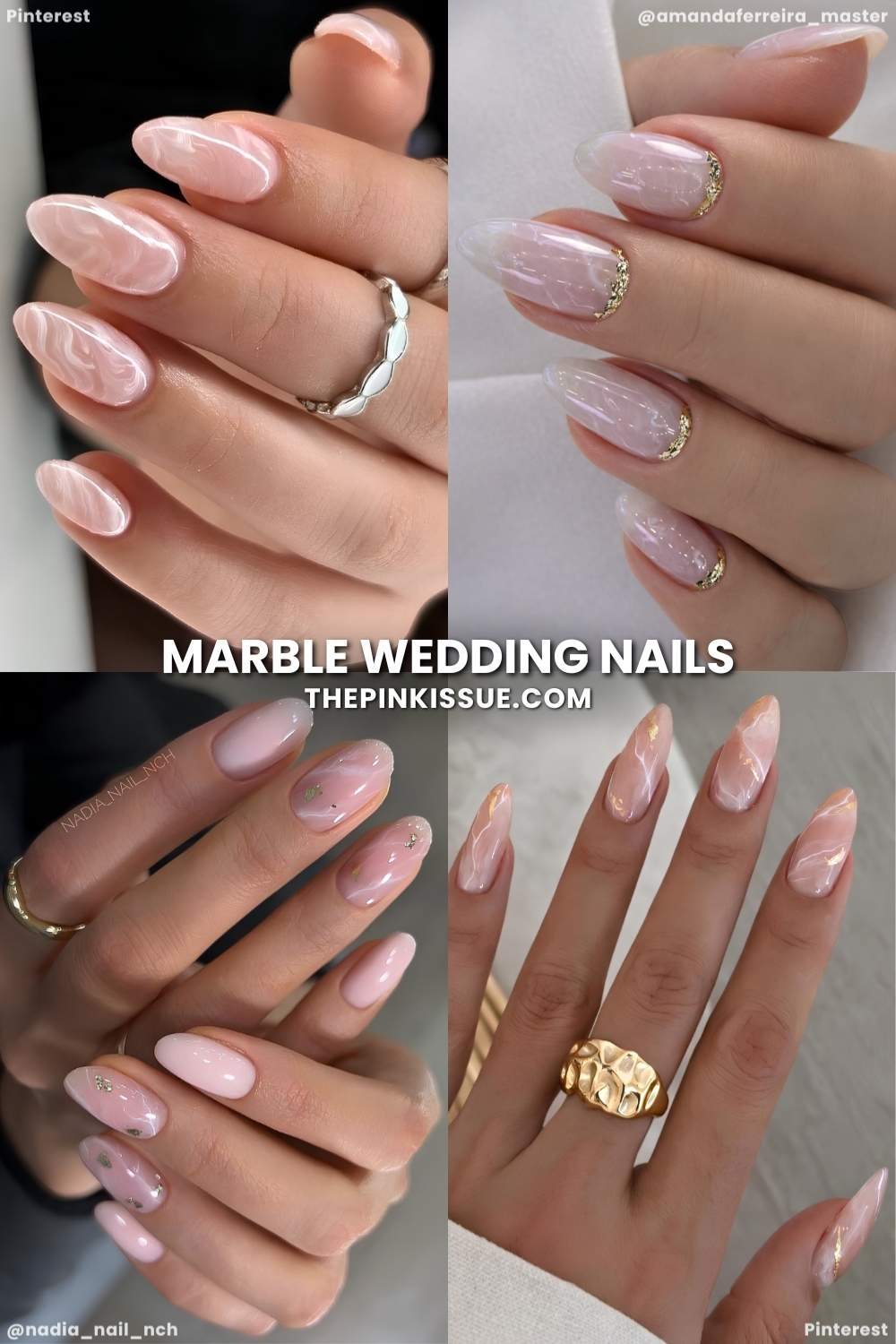 Elegant marble bridal manicures