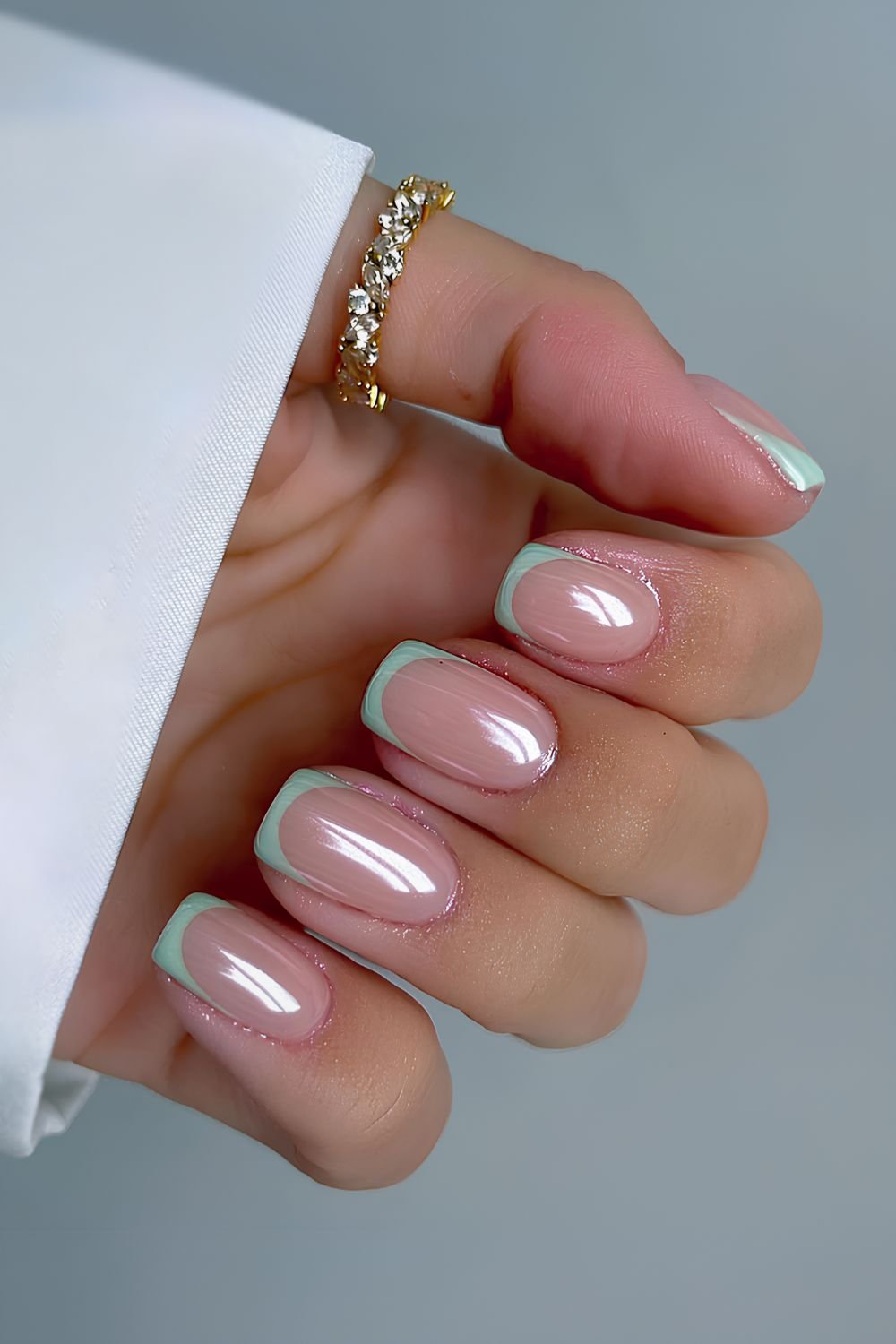 Glazed Tiffany blue French mani
