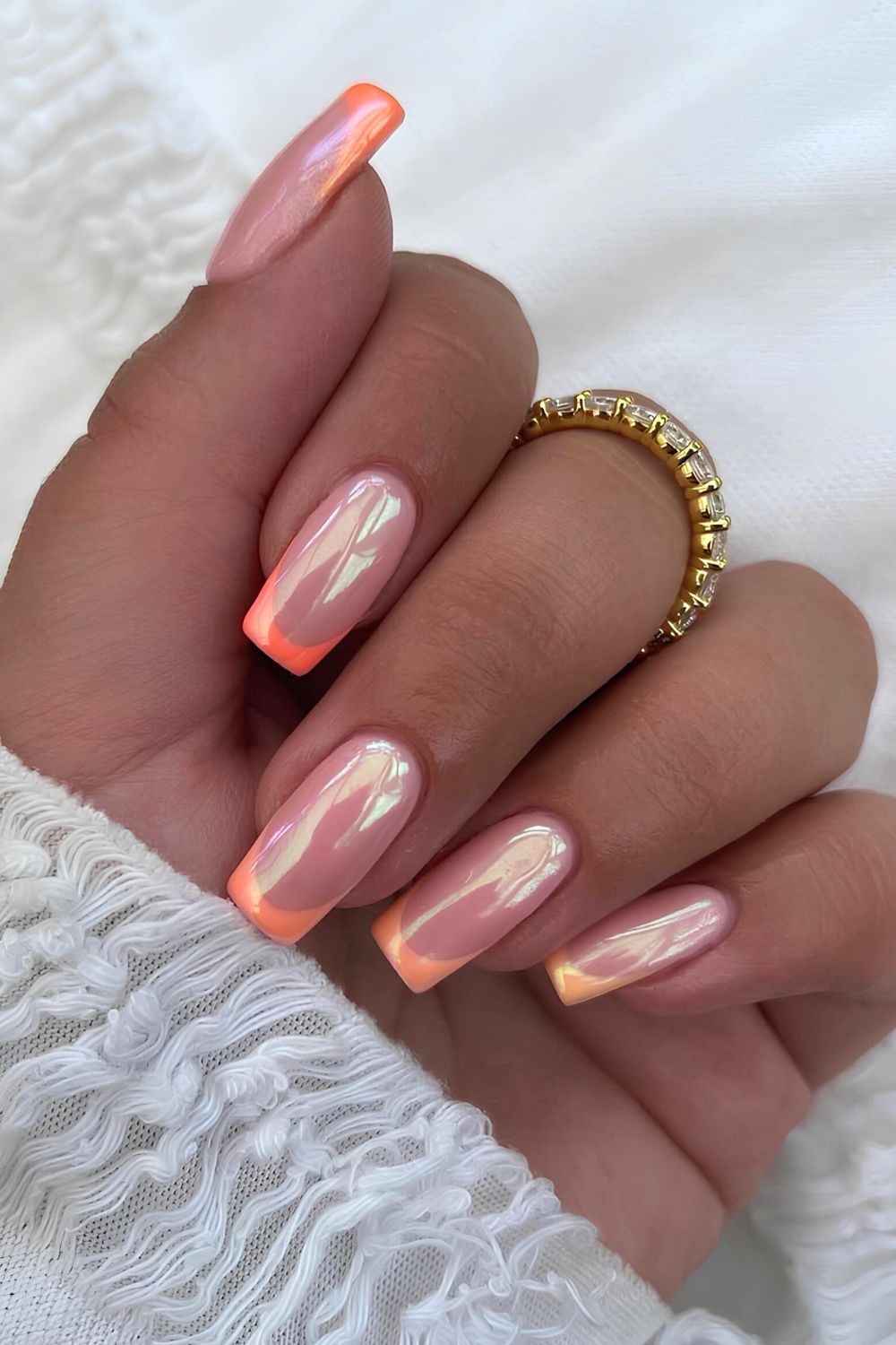 Glazed gradient orange French nails