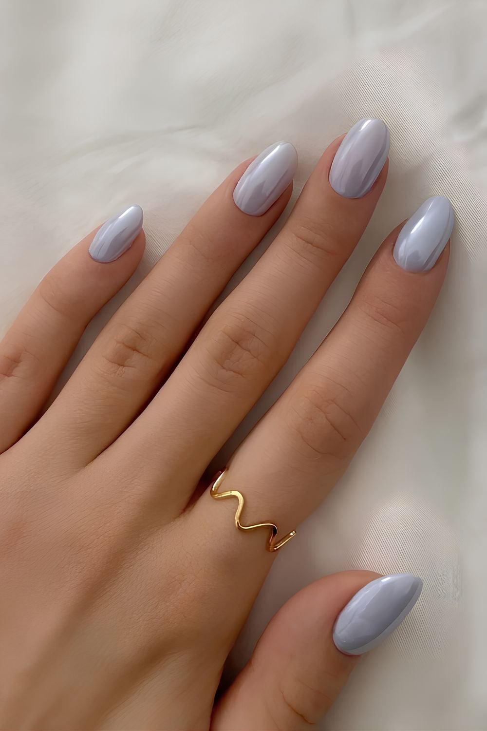 Glazed light blue manicure