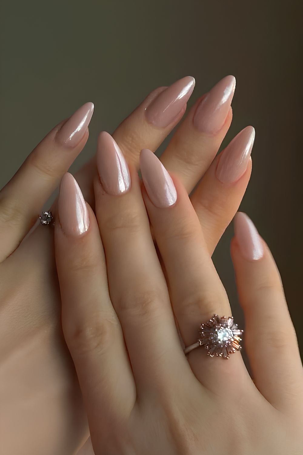 Glazed neutral pink nails