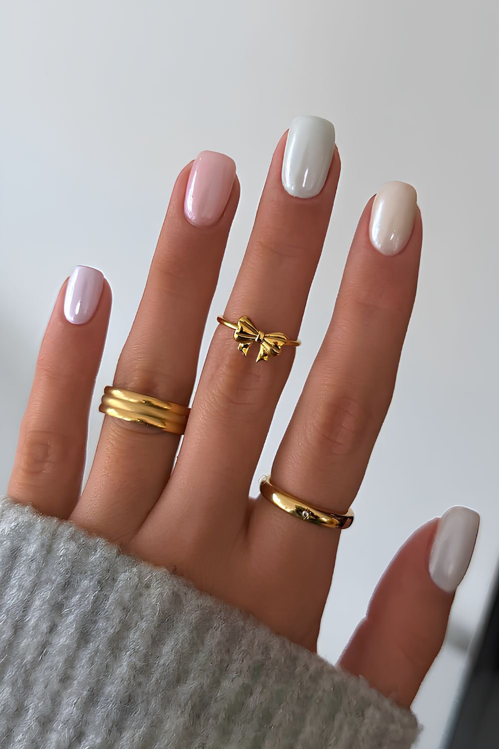 Glazed pastel skittle nails