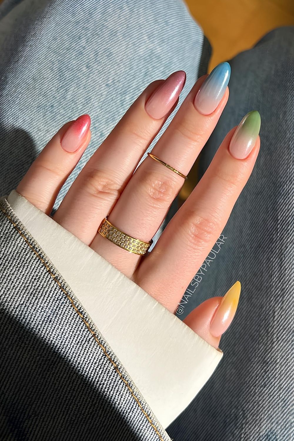Glazed skittle ombre pastel nails