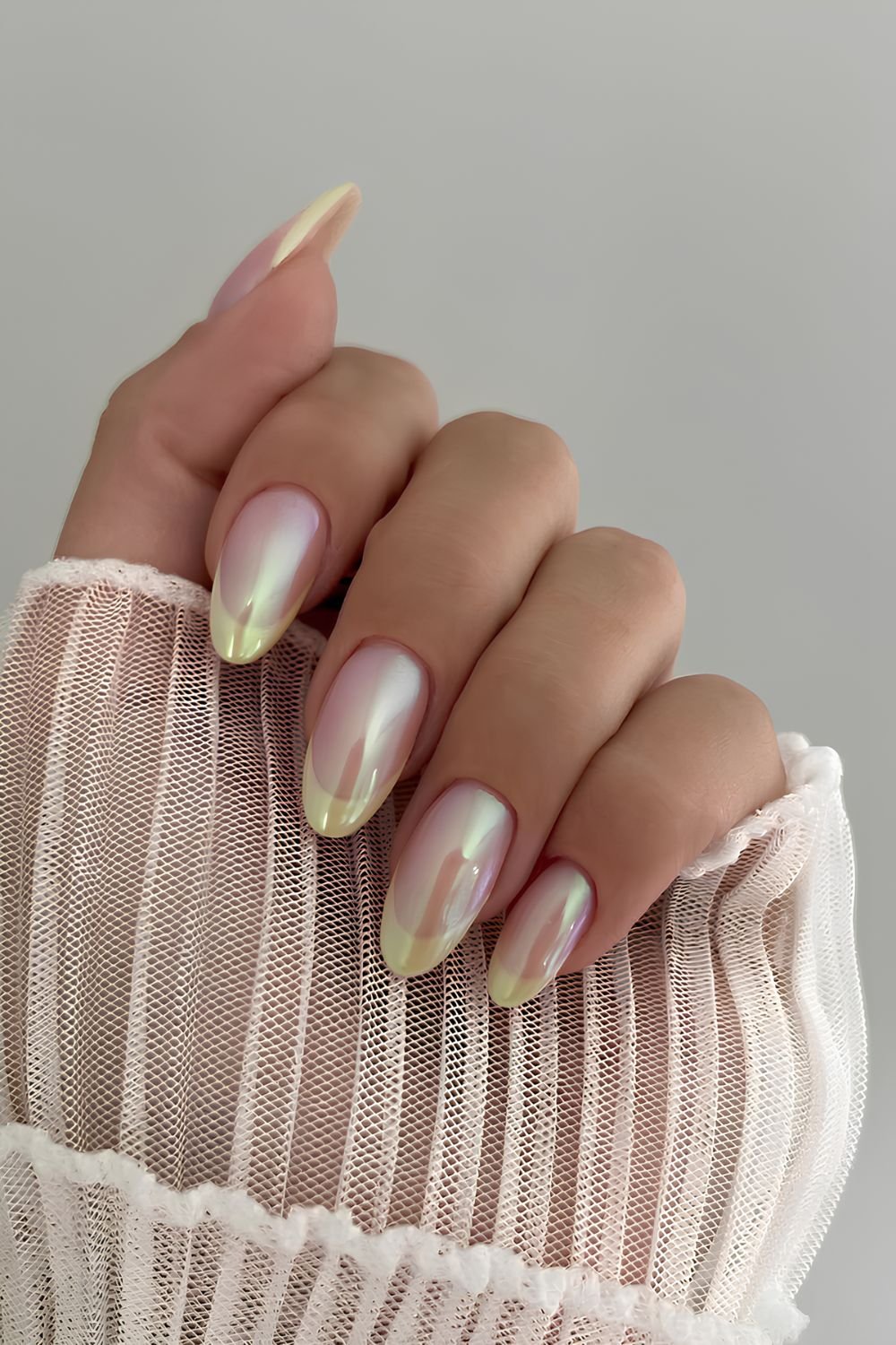Glazed yellow French nails