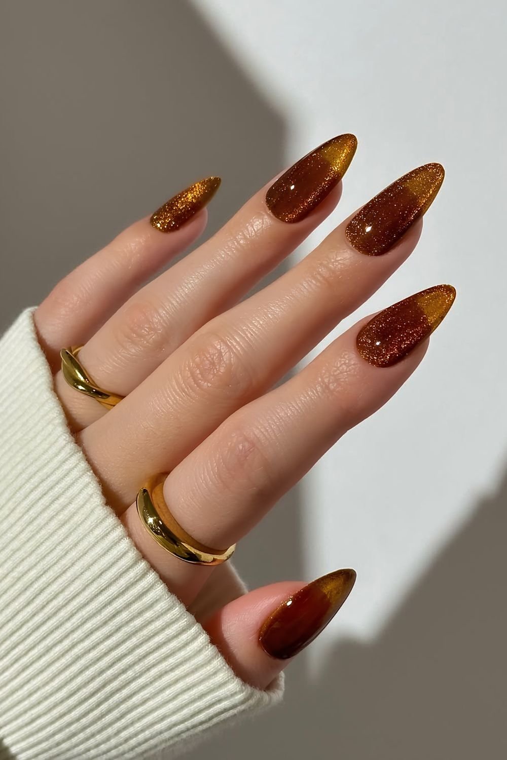 Glossy bronze naily with shimmery and jelly finish