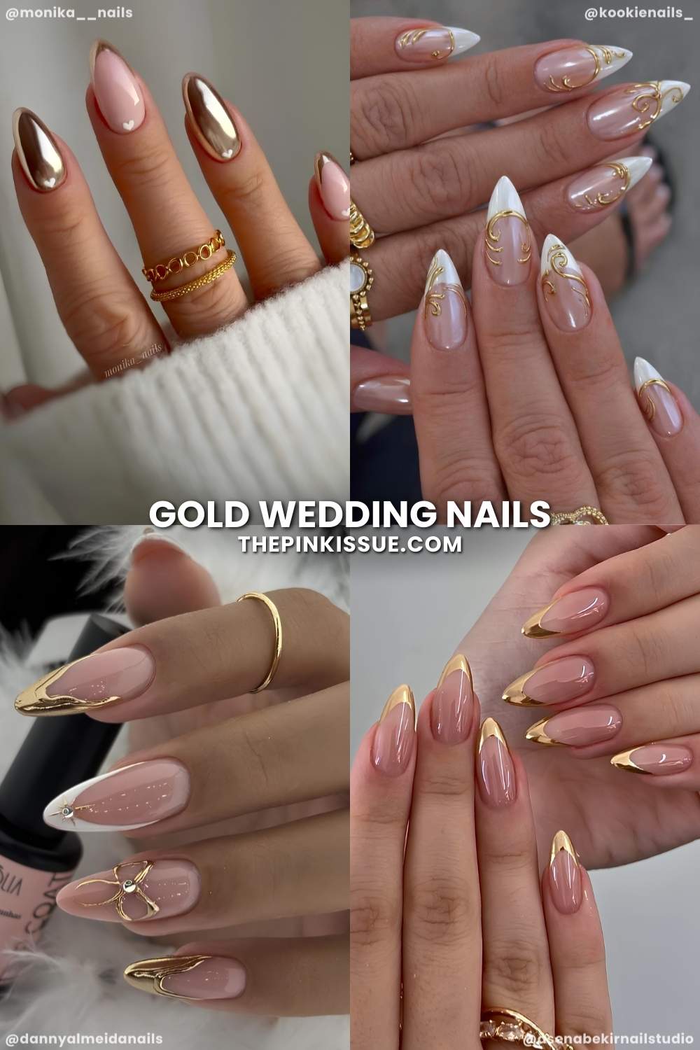 Gold bridal nail designs