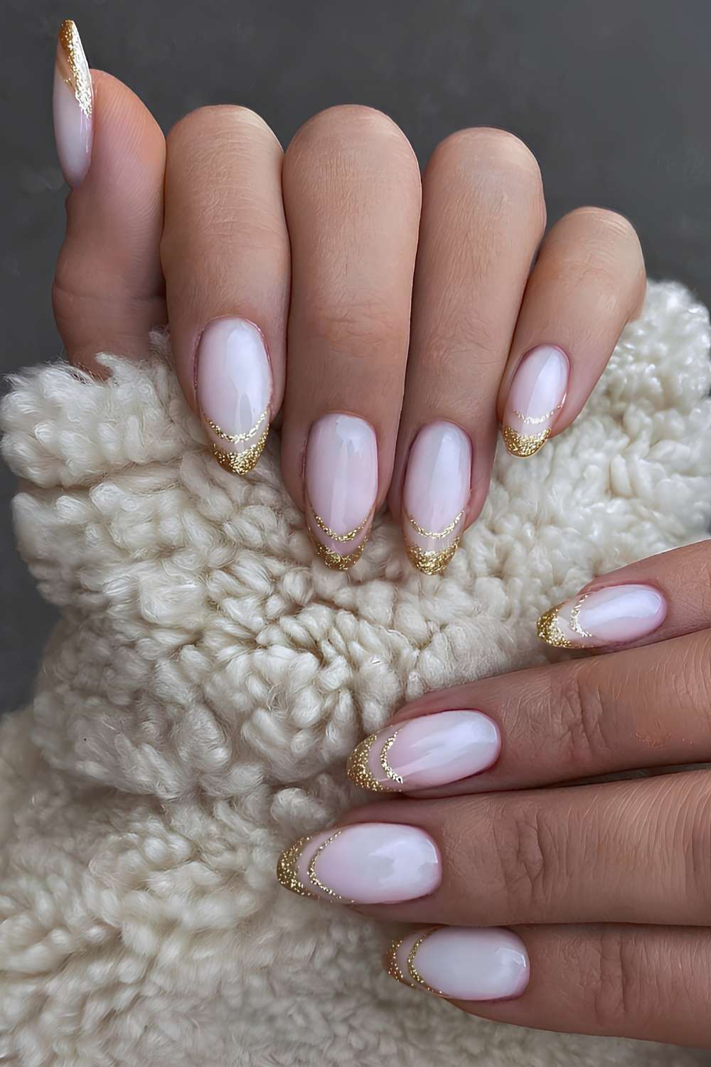 Gold glitter double French mani