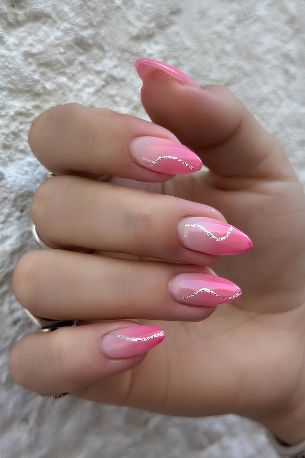 Hot pink ombre with glitter line accent