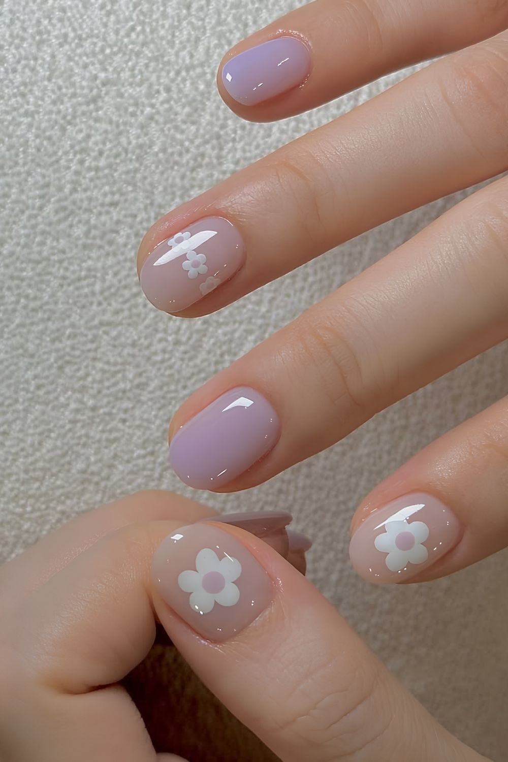 Jelly lavender mani with florals