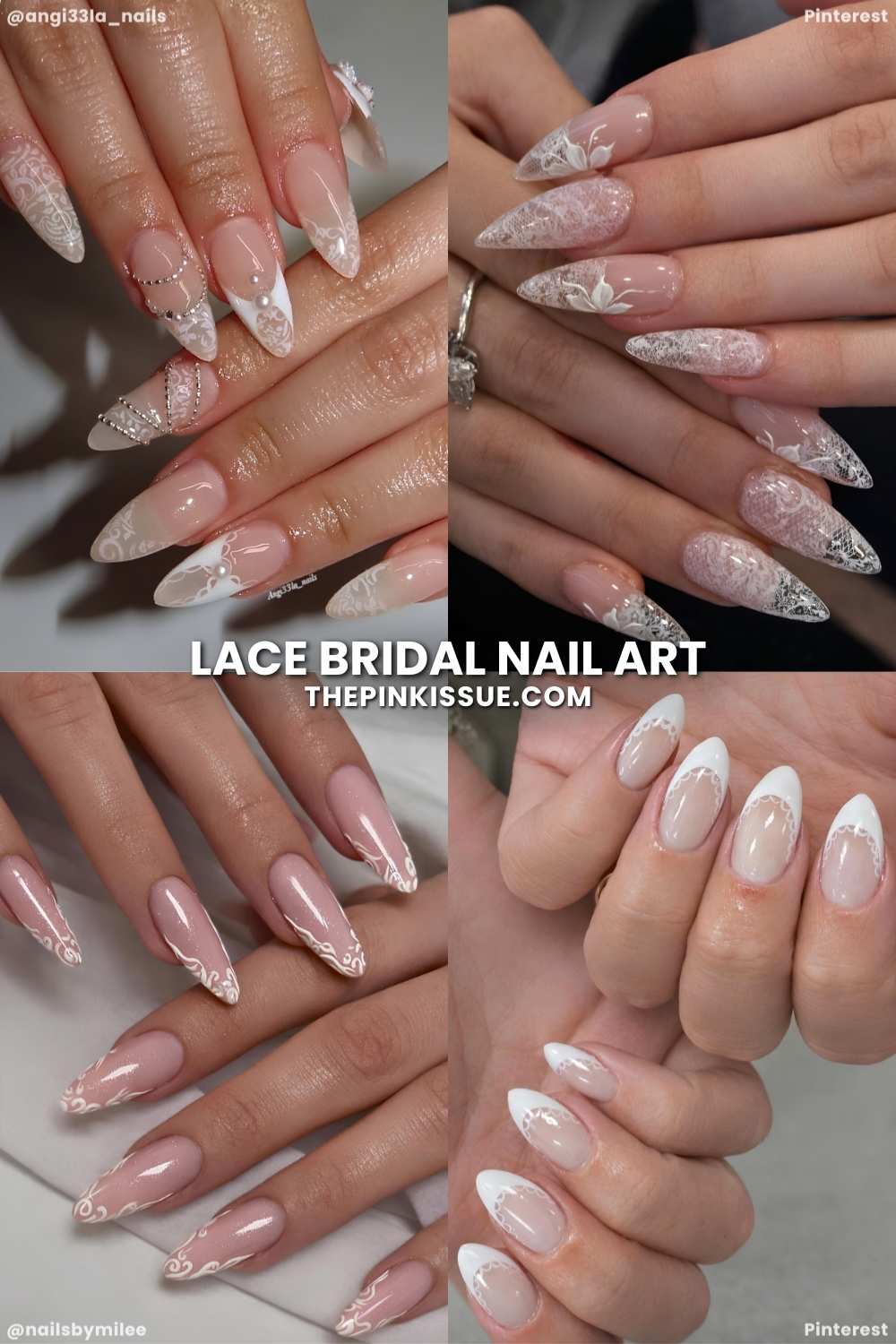 Lace bridal nail art
