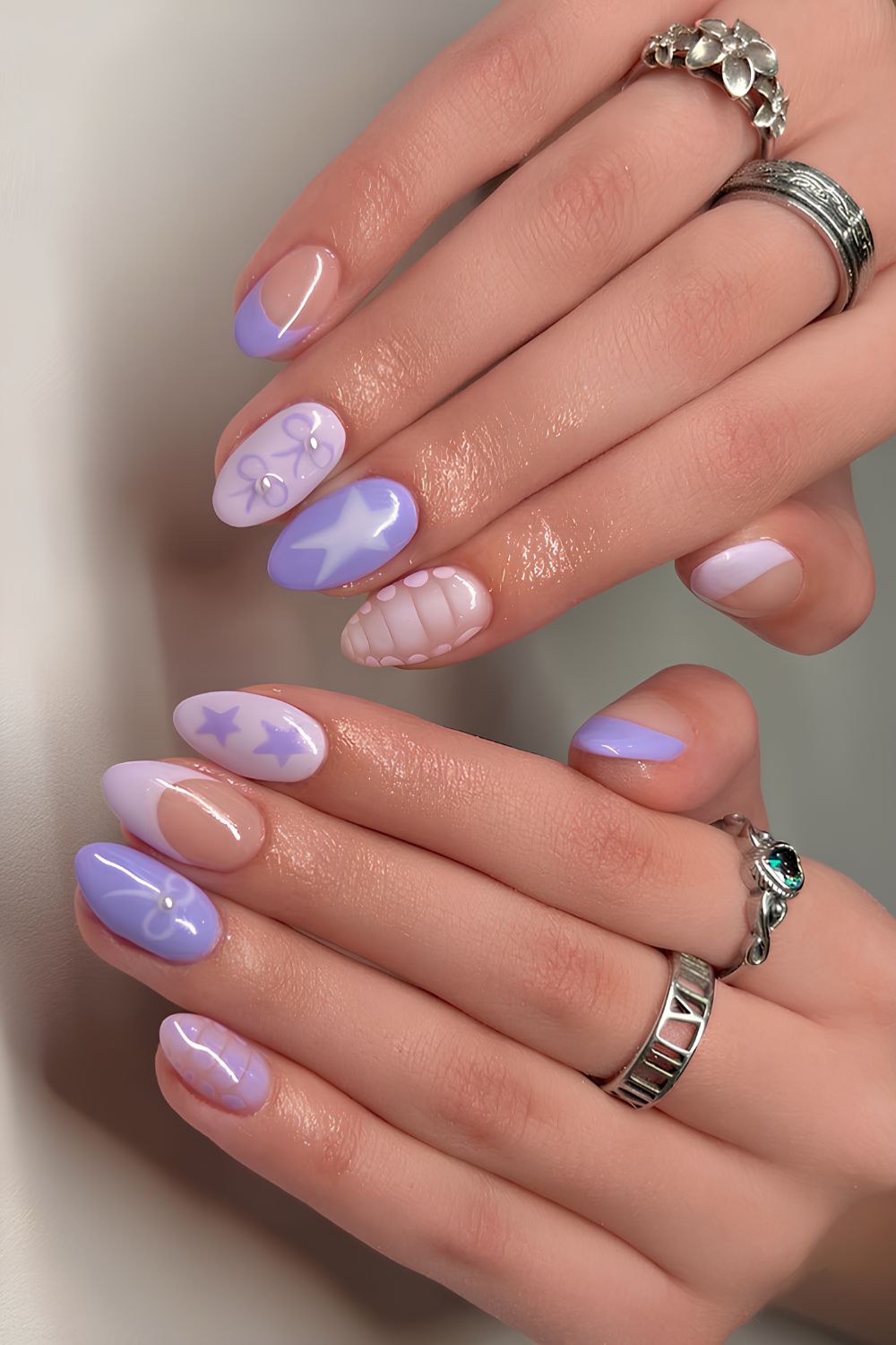 Lavender mix and match nails