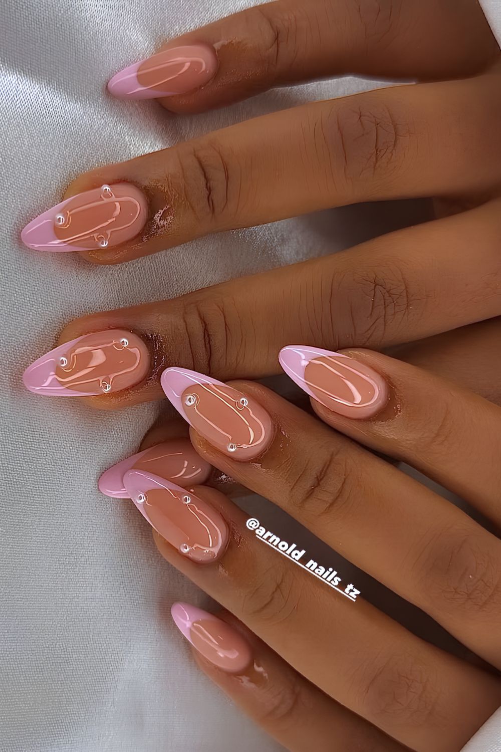Light pink French mani with pearls