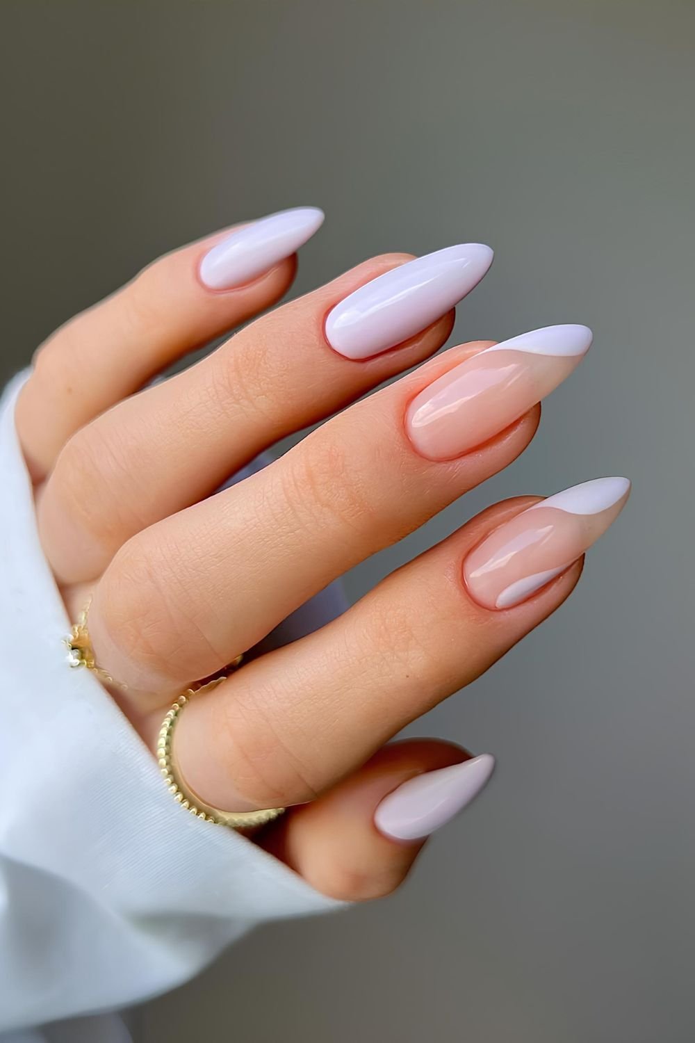 Light purple nails with swirly design