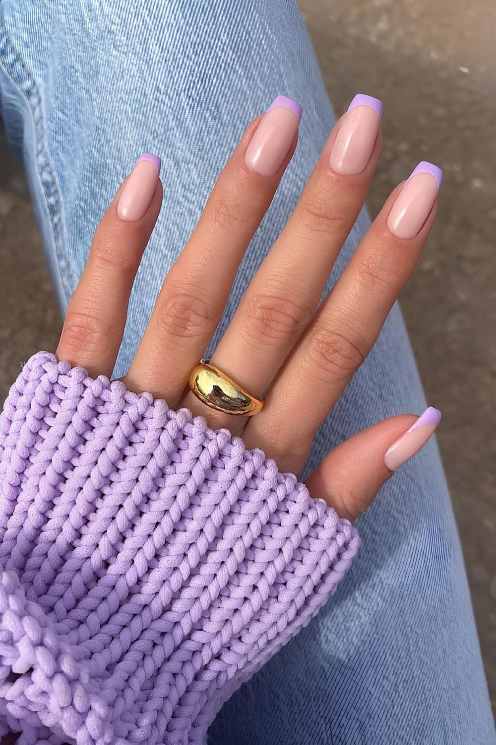Lilac French tip nails