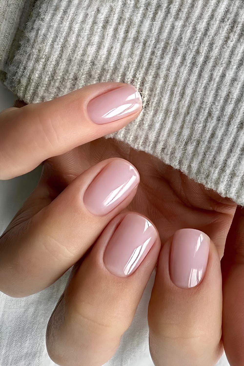 Milky pink BIAB nails